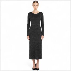 Peruvian Connection Charcoal Gray Marled Baby Alpaca Maxi Sweater Dress New L
